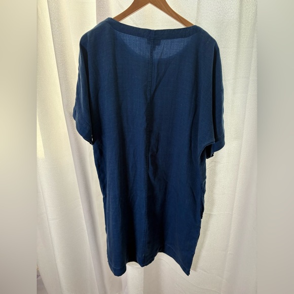 J. Jill PureJill Indigo Shift Dress Women’s Size M Tall Button Pockets 527 - Picture 6 of 10